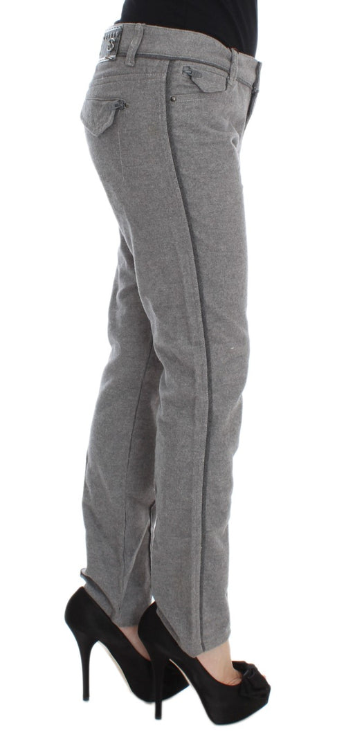 Ermanno Scervino Gray Cotton Straight Fit Casual Pants - ClickThatClicks 
