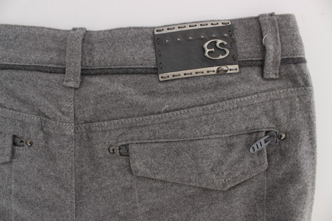 Ermanno Scervino Gray Cotton Straight Fit Casual Pants - ClickThatClicks 