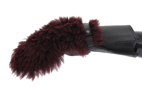Dolce & Gabbana Black Leather Bordeaux Shearling Gloves - ClickThatClicks 