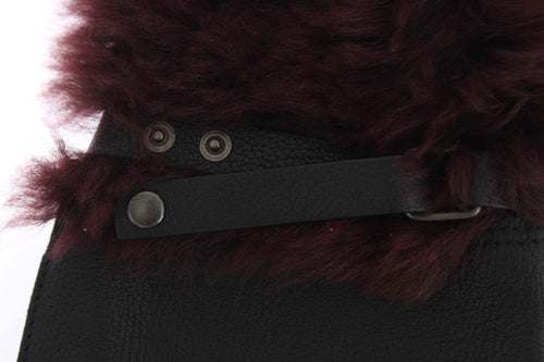 Dolce & Gabbana Black Leather Bordeaux Shearling Gloves - ClickThatClicks 