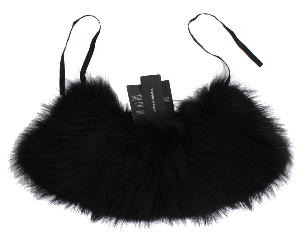 Dolce & Gabbana Black Fox Fur Collar Scarf - ClickThatClicks 