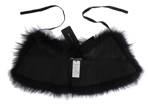 Dolce & Gabbana Black Fox Fur Collar Scarf - ClickThatClicks 