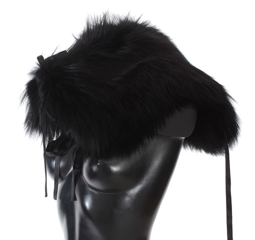 Dolce & Gabbana Black Fox Fur Shoulder Wrap Cover Collar Scarf - ClickThatClicks 