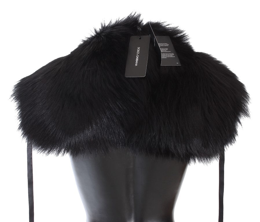 Dolce & Gabbana Black Fox Fur Shoulder Wrap Cover Collar Scarf - ClickThatClicks