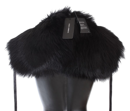 Dolce & Gabbana Black Fox Fur Shoulder Wrap Cover Collar Scarf - ClickThatClicks 