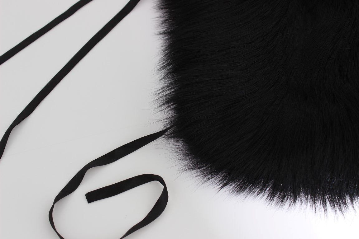 Dolce & Gabbana Black Fox Fur Shoulder Wrap Cover Collar Scarf - ClickThatClicks