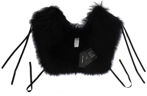 Dolce & Gabbana Black Fox Fur Shoulder Wrap Cover Collar Scarf - ClickThatClicks 