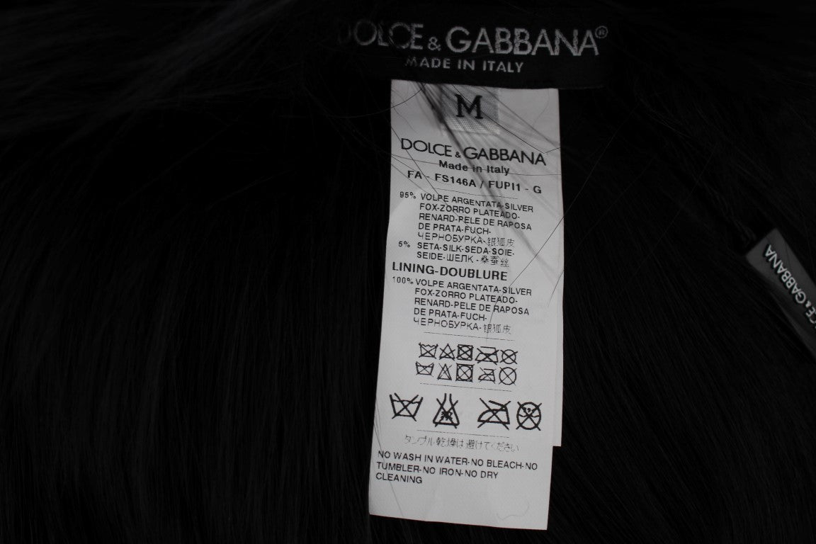 Dolce & Gabbana Black Fox Fur Shoulder Wrap Cover Collar Scarf - ClickThatClicks