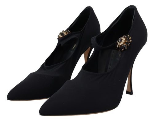 Dolce & Gabbana Black Socks Stretch Crystal Pumps Shoes - ClickThatClicks 