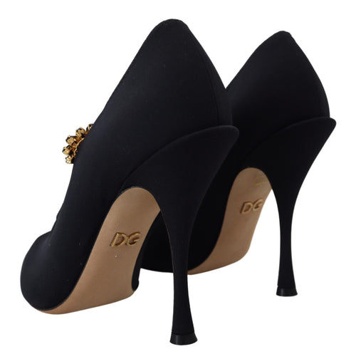 Dolce & Gabbana Black Socks Stretch Crystal Pumps Shoes - ClickThatClicks 