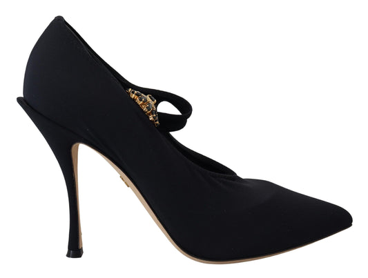 Dolce & Gabbana Black Socks Stretch Crystal Pumps Shoes - ClickThatClicks 