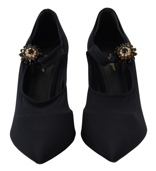 Dolce & Gabbana Black Socks Stretch Crystal Pumps Shoes - ClickThatClicks 