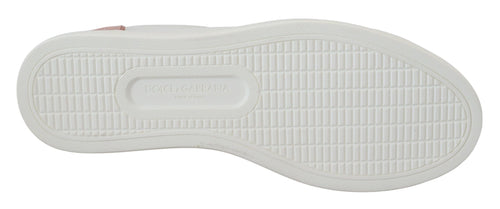 Dolce & Gabbana White Pink Leather Low Top Sneakers Shoes - ClickThatClicks 