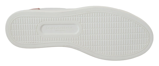 Dolce & Gabbana White Pink Leather Low Top Sneakers Shoes - ClickThatClicks 