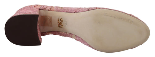 Dolce & Gabbana Pink Taormina Lace Crystal Pumps Pastel Shoes - ClickThatClicks 