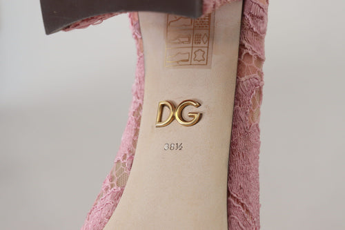Dolce & Gabbana Pink Taormina Lace Crystal Pumps Pastel Shoes - ClickThatClicks 
