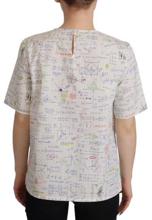 Dolce & Gabbana White Cotton Algebra Print Short Sleeves Top - ClickThatClicks 