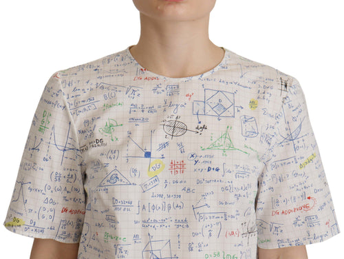 Dolce & Gabbana White Cotton Algebra Print Short Sleeves Top - ClickThatClicks 