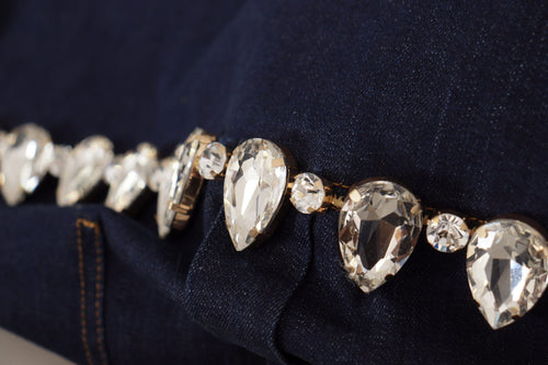Dolce & Gabbana Blue Denim Crystal Embellish Cotton Jacket - ClickThatClicks 