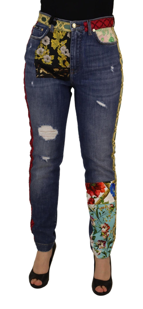 Dolce & Gabbana Blue Patchwork High Waist Denim Jeans - ClickThatClicks 