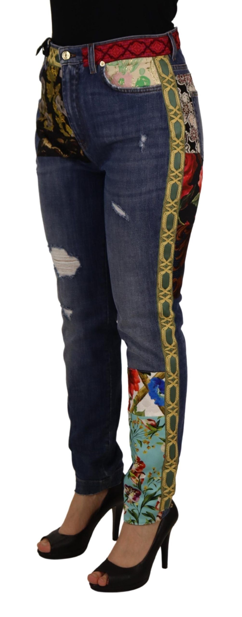 Dolce & Gabbana Blue Patchwork High Waist Denim Jeans - ClickThatClicks 