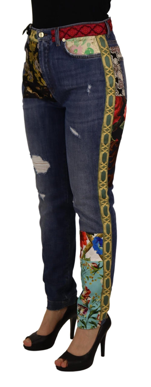 Dolce & Gabbana Blue Patchwork High Waist Denim Jeans - ClickThatClicks 