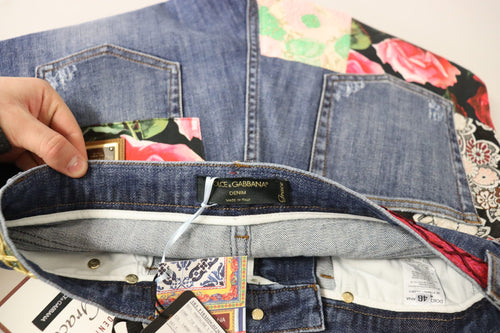 Dolce & Gabbana Blue Patchwork High Waist Denim Jeans - ClickThatClicks 