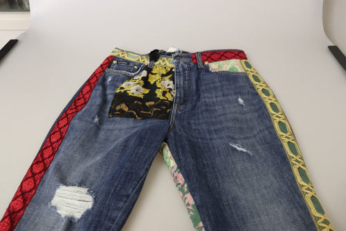 Dolce & Gabbana Blue Patchwork High Waist Denim Jeans - ClickThatClicks 