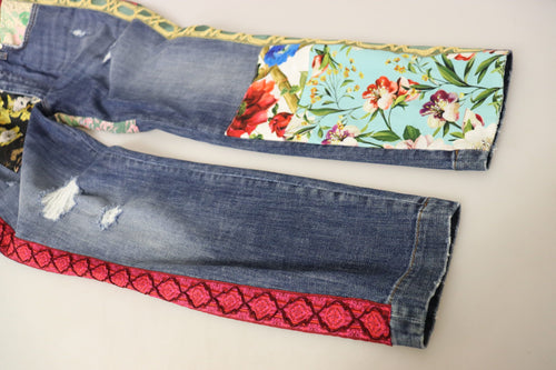 Dolce & Gabbana Blue Patchwork High Waist Denim Jeans - ClickThatClicks 