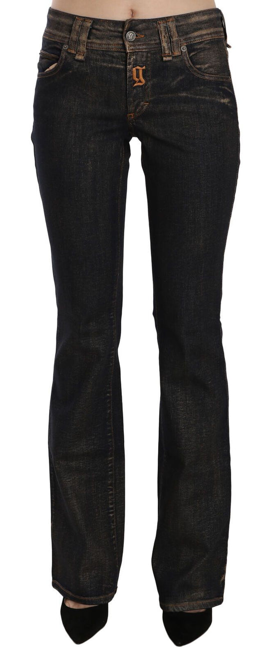 John Galliano Black Washed Mid Waist Flared Denim Pants Cotton - ClickThatClicks 