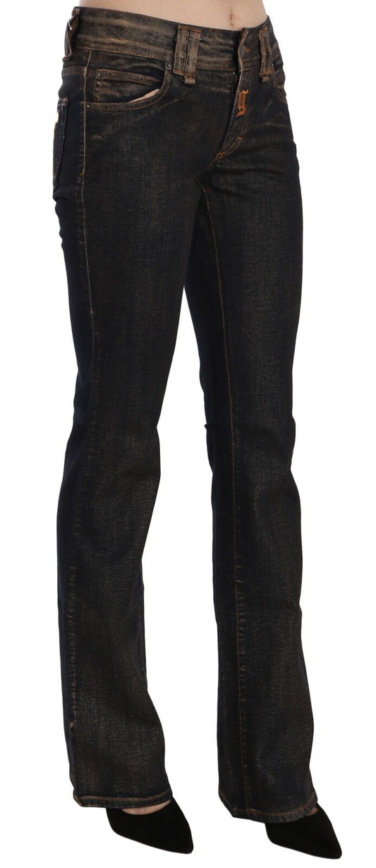 John Galliano Black Washed Mid Waist Flared Denim Pants Cotton - ClickThatClicks 