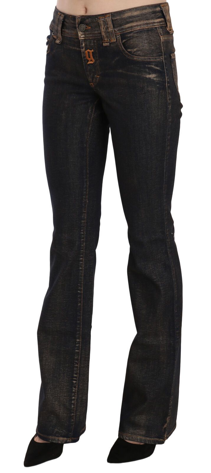 John Galliano Black Washed Mid Waist Flared Denim Pants Cotton - ClickThatClicks 