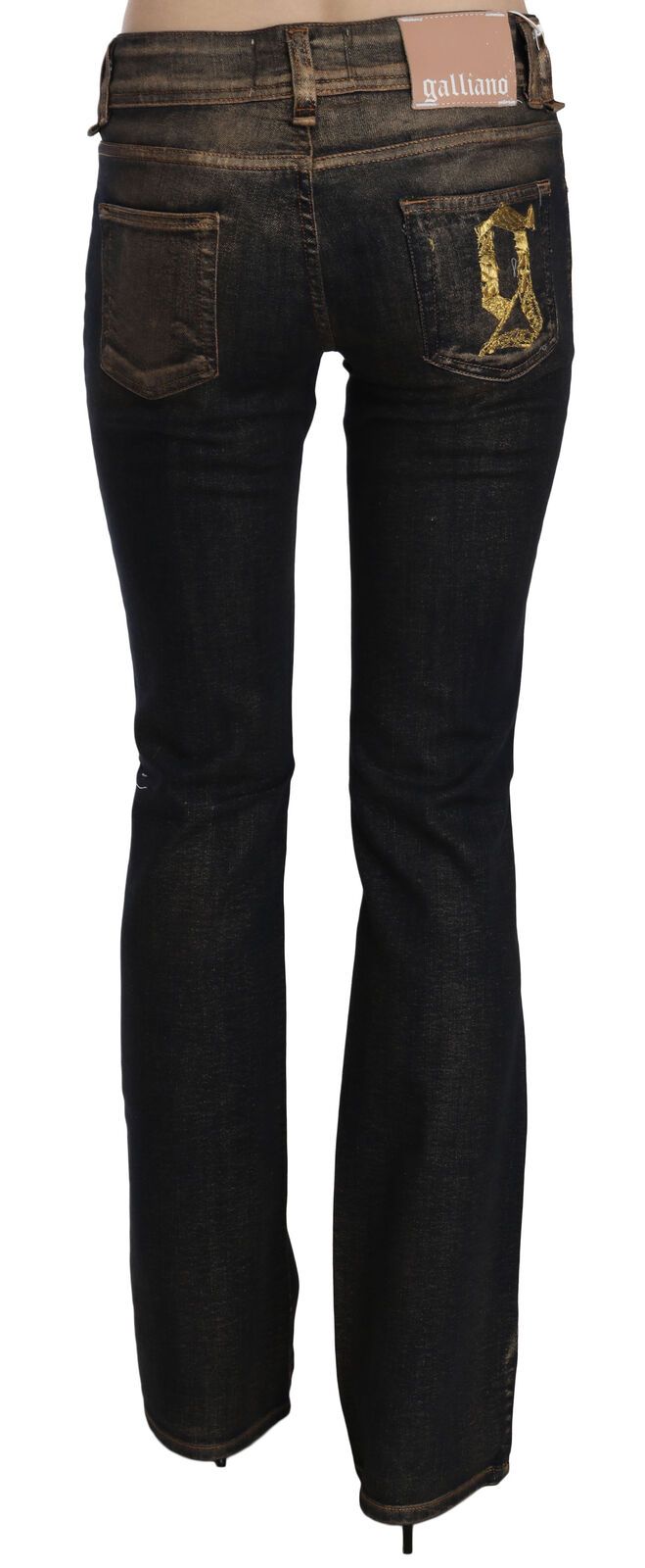 John Galliano Black Washed Mid Waist Flared Denim Pants Cotton - ClickThatClicks 
