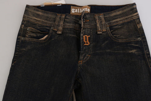 John Galliano Black Washed Mid Waist Flared Denim Pants Cotton - ClickThatClicks 