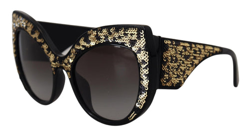 Dolce & Gabbana Black Gold Sequin Butterfly Polarized DG4326 Sunglasses - ClickThatClicks 