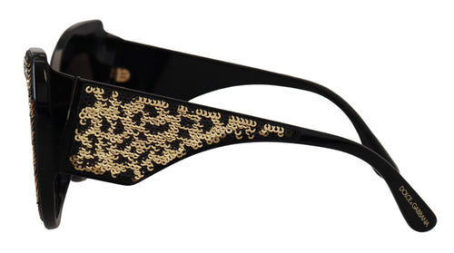 Dolce & Gabbana Black Gold Sequin Butterfly Polarized DG4326 Sunglasses - ClickThatClicks 
