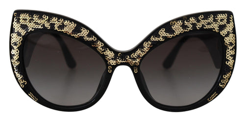 Dolce & Gabbana Black Gold Sequin Butterfly Polarized DG4326 Sunglasses - ClickThatClicks 