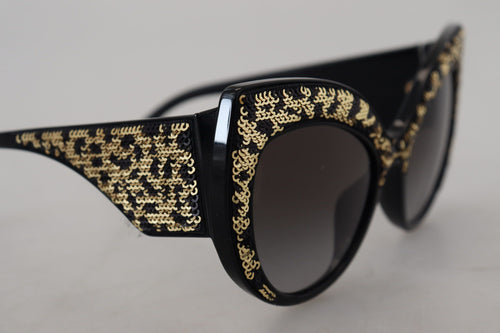 Dolce & Gabbana Black Gold Sequin Butterfly Polarized DG4326 Sunglasses - ClickThatClicks 