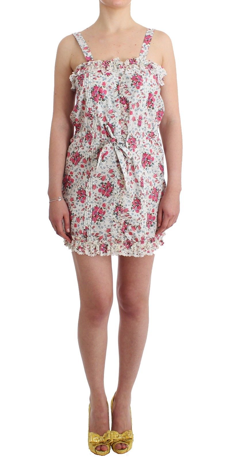Ermanno Scervino Beachwear Pink Floral Beach Mini Dress Short - ClickThatClicks 