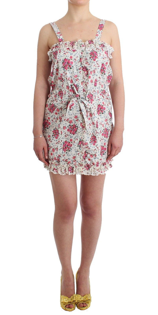 Ermanno Scervino Beachwear Pink Floral Beach Mini Dress Short - ClickThatClicks 