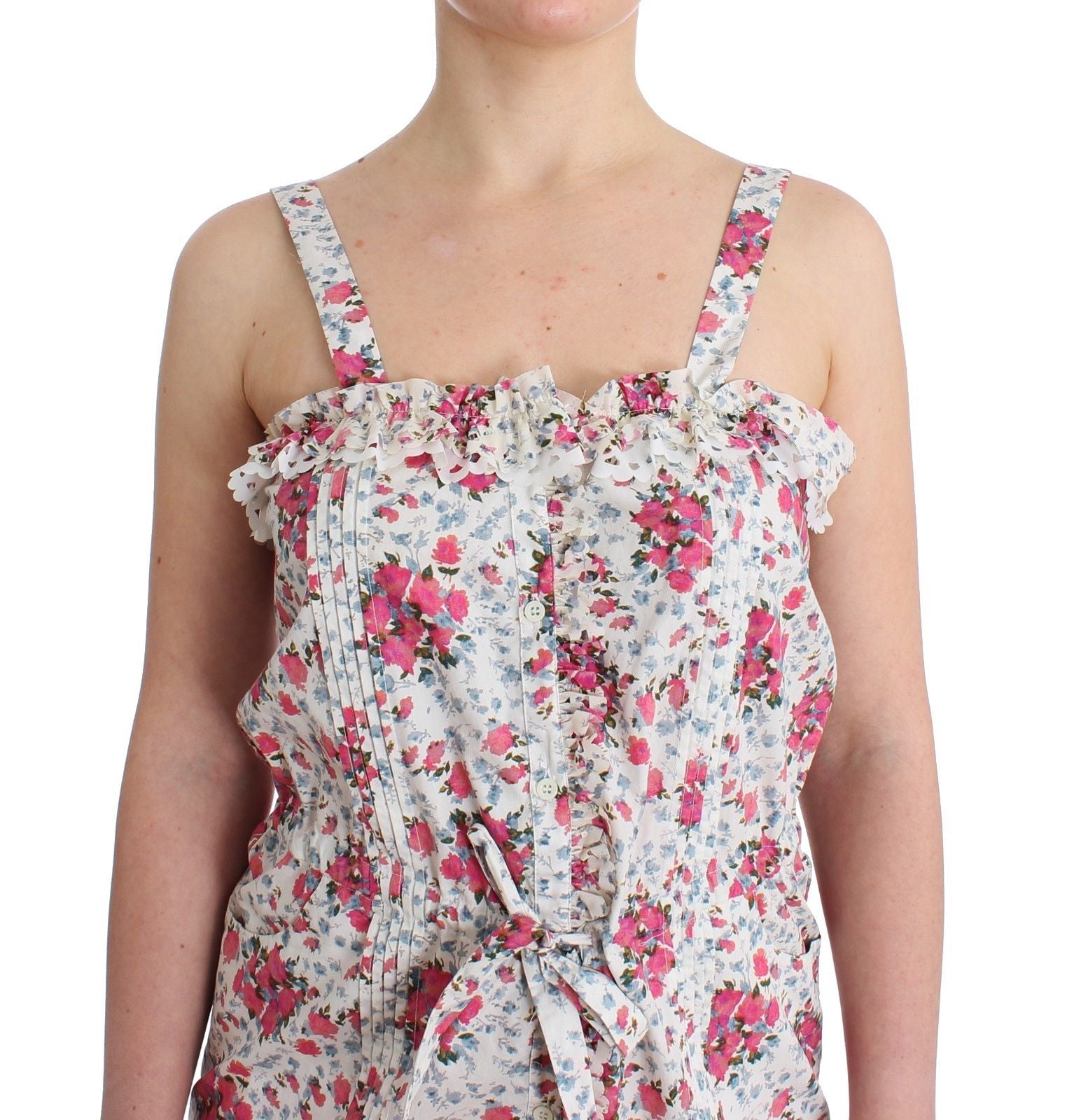 Ermanno Scervino Beachwear Pink Floral Beach Mini Dress Short - ClickThatClicks 
