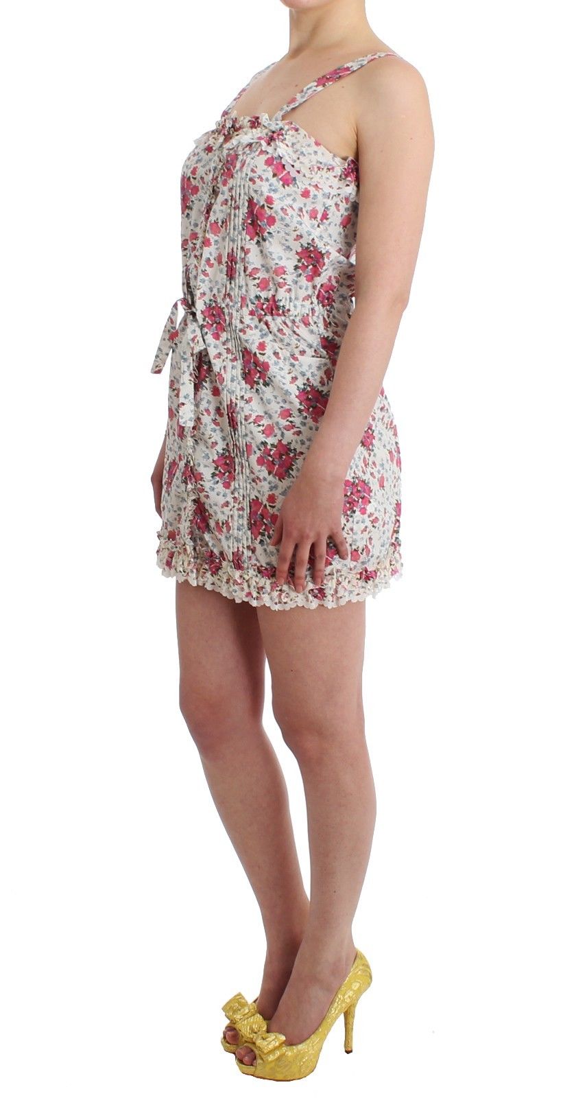 Ermanno Scervino Beachwear Pink Floral Beach Mini Dress Short - ClickThatClicks 