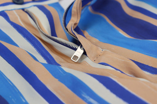 Dolce & Gabbana Blue Striped Silk Cotton Slim Trousers Pants - ClickThatClicks 