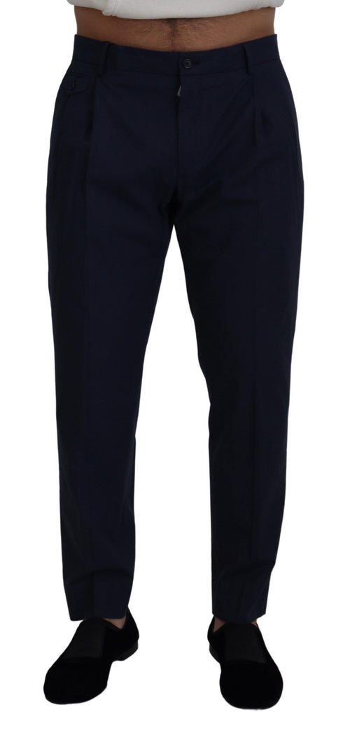 Dolce & Gabbana Blue Cotton Slim Trousers Chinos Pants - ClickThatClicks 