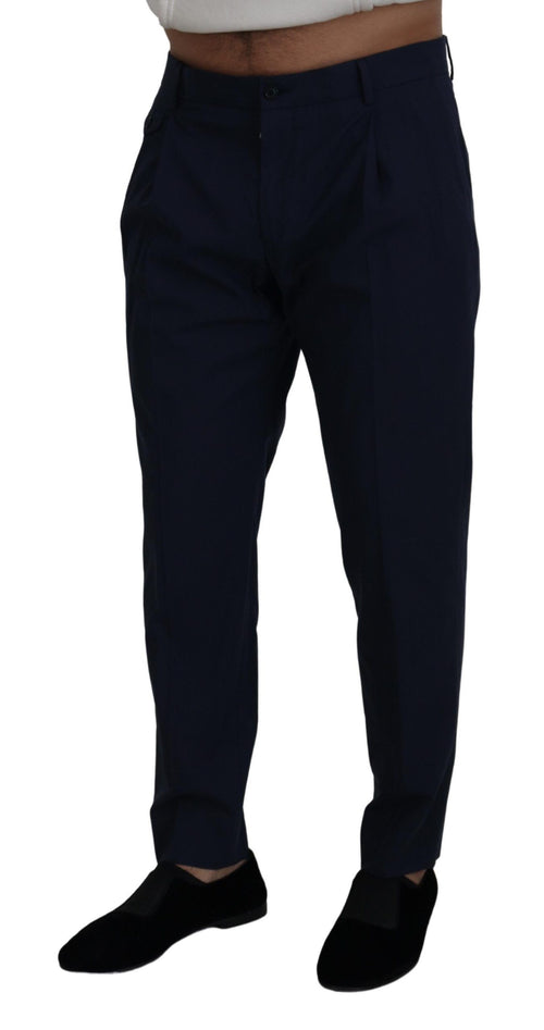 Dolce & Gabbana Blue Cotton Slim Trousers Chinos Pants - ClickThatClicks 