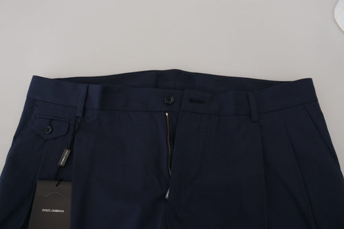 Dolce & Gabbana Blue Cotton Slim Trousers Chinos Pants - ClickThatClicks 