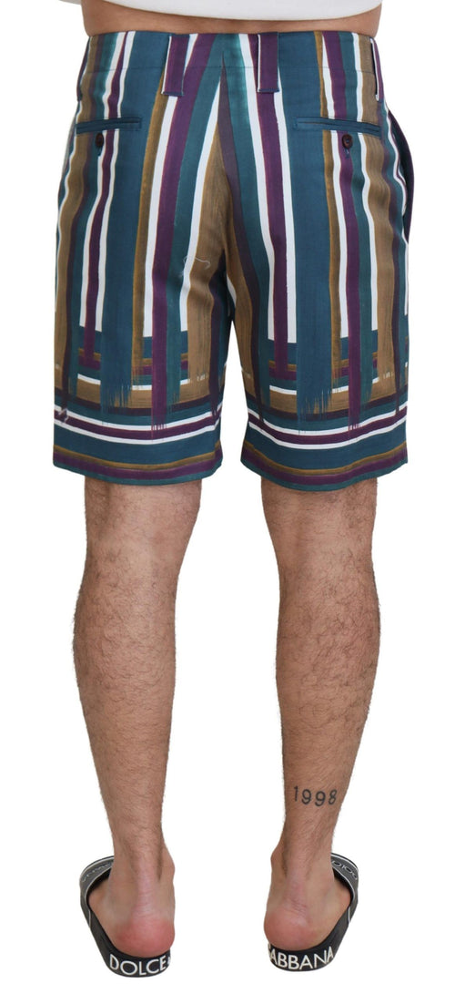 Dolce & Gabbana Multicolor Striped Stretch Cotton Shorts - ClickThatClicks 