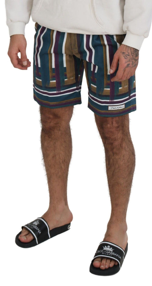 Dolce & Gabbana Multicolor Striped Stretch Cotton Shorts - ClickThatClicks 