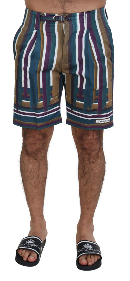 Dolce & Gabbana Multicolor Striped Stretch Cotton Shorts - ClickThatClicks 