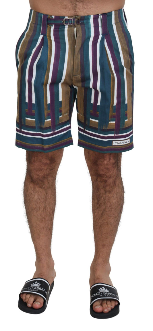 Dolce & Gabbana Multicolor Striped Stretch Cotton Shorts - ClickThatClicks 
